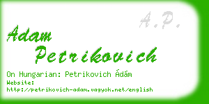 adam petrikovich business card